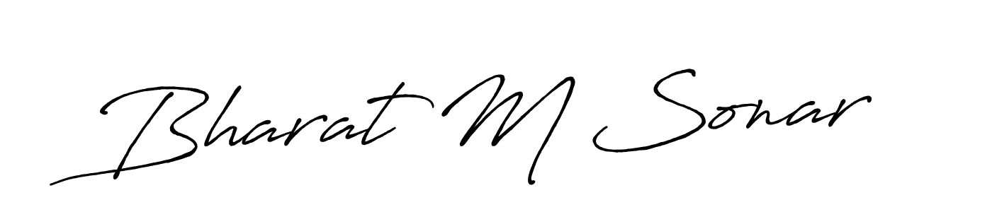 How to make Bharat M Sonar name signature. Use Antro_Vectra_Bolder style for creating short signs online. This is the latest handwritten sign. Bharat M Sonar signature style 7 images and pictures png