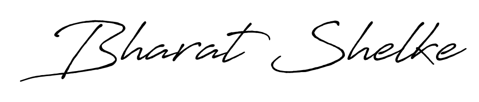 Looking for an artistic signature for Bharat Shelke? The Antro_Vectra_Bolder calligraphy style gives a sophisticated flow suitable for business cards and emails. Bharat Shelke signature style 7 images and pictures png