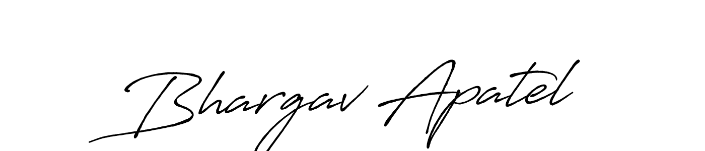 How to make Bhargav Apatel name signature. Use Antro_Vectra_Bolder style for creating short signs online. This is the latest handwritten sign. Bhargav Apatel signature style 7 images and pictures png