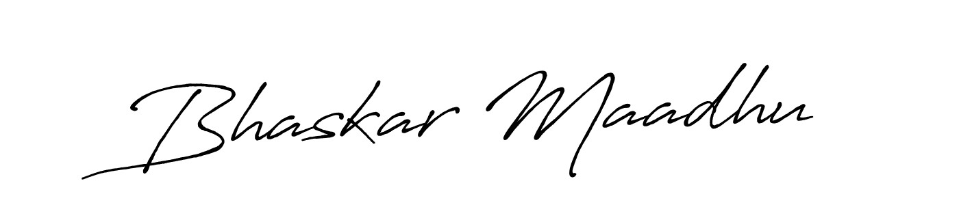 Also we have Bhaskar Maadhu name is the best signature style. Create professional handwritten signature collection using Antro_Vectra_Bolder autograph style. Bhaskar Maadhu signature style 7 images and pictures png