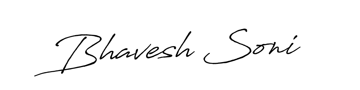How to make Bhavesh Soni name signature. Use Antro_Vectra_Bolder style for creating short signs online. This is the latest handwritten sign. Bhavesh Soni signature style 7 images and pictures png