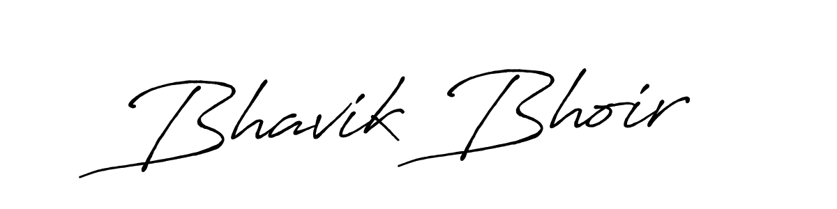 How to make Bhavik Bhoir name signature. Use Antro_Vectra_Bolder style for creating short signs online. This is the latest handwritten sign. Bhavik Bhoir signature style 7 images and pictures png