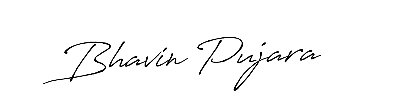 Bhavin Pujara stylish signature style. Best Handwritten Sign (Antro_Vectra_Bolder) for my name. Handwritten Signature Collection Ideas for my name Bhavin Pujara. Bhavin Pujara signature style 7 images and pictures png