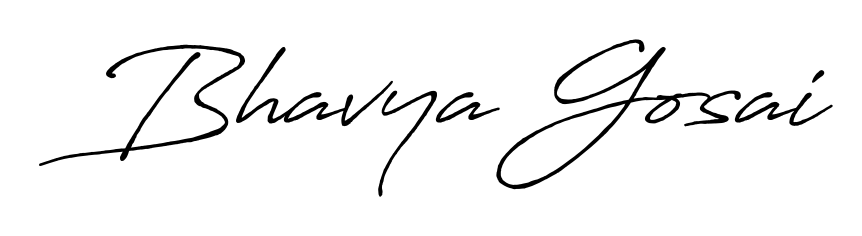 A classic penmanship look for Bhavya Gosai. The Antro_Vectra_Bolder font brings timeless elegance and confidence to every signed document. Bhavya Gosai signature style 7 images and pictures png
