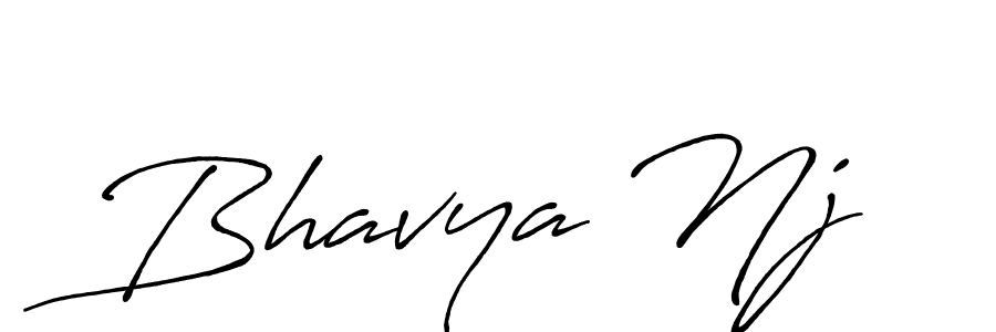 Create a beautiful signature design for name Bhavya Nj. With this signature (Antro_Vectra_Bolder) fonts, you can make a handwritten signature for free. Bhavya Nj signature style 7 images and pictures png