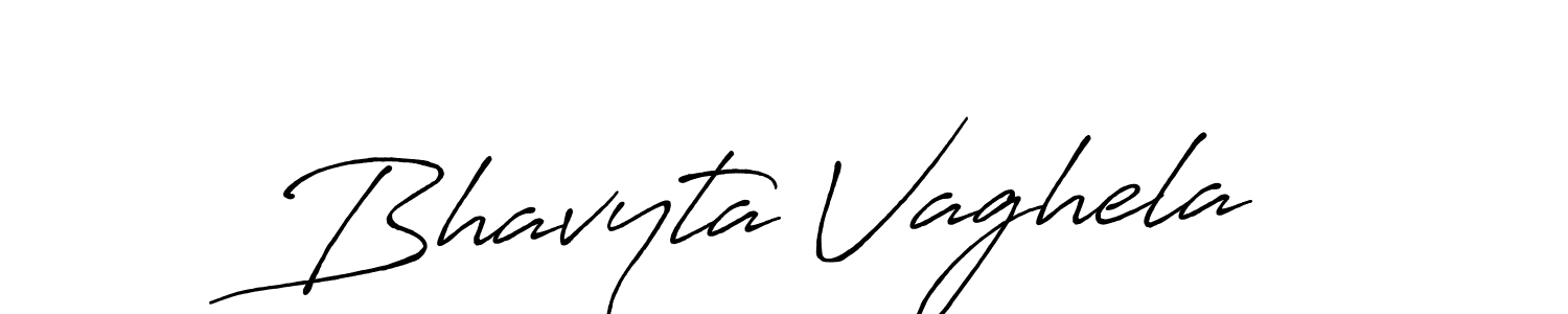 How to make Bhavyta Vaghela name signature. Use Antro_Vectra_Bolder style for creating short signs online. This is the latest handwritten sign. Bhavyta Vaghela signature style 7 images and pictures png