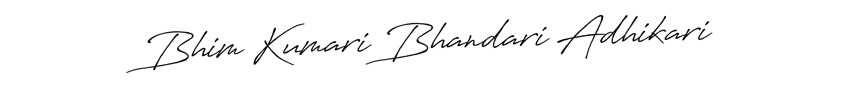 Create a beautiful signature design for name Bhim Kumari Bhandari Adhikari. With this signature (Antro_Vectra_Bolder) fonts, you can make a handwritten signature for free. Bhim Kumari Bhandari Adhikari signature style 7 images and pictures png