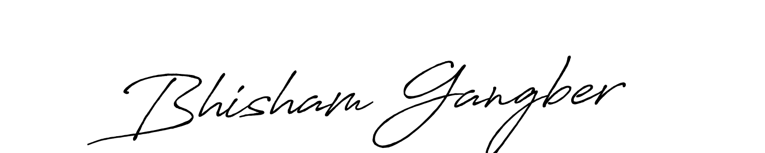 Antro_Vectra_Bolder is a professional signature style that is perfect for those who want to add a touch of class to their signature. It is also a great choice for those who want to make their signature more unique. Get Bhisham Gangber name to fancy signature for free. Bhisham Gangber signature style 7 images and pictures png