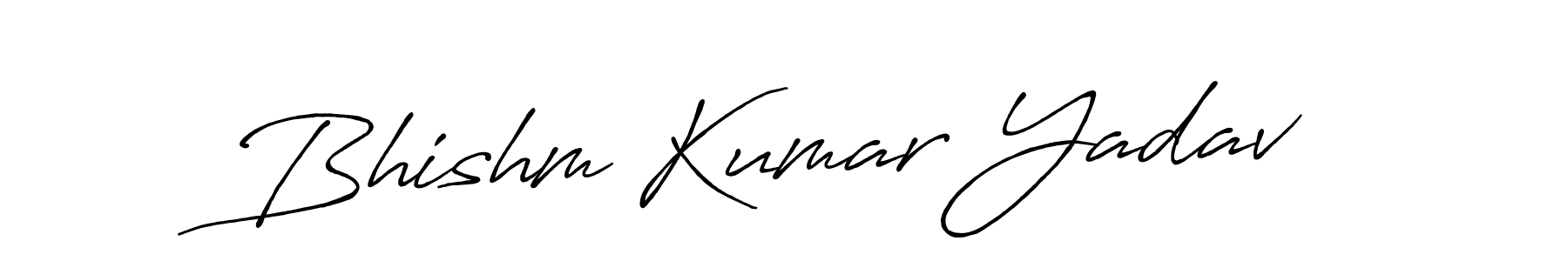 How to make Bhishm Kumar Yadav name signature. Use Antro_Vectra_Bolder style for creating short signs online. This is the latest handwritten sign. Bhishm Kumar Yadav signature style 7 images and pictures png