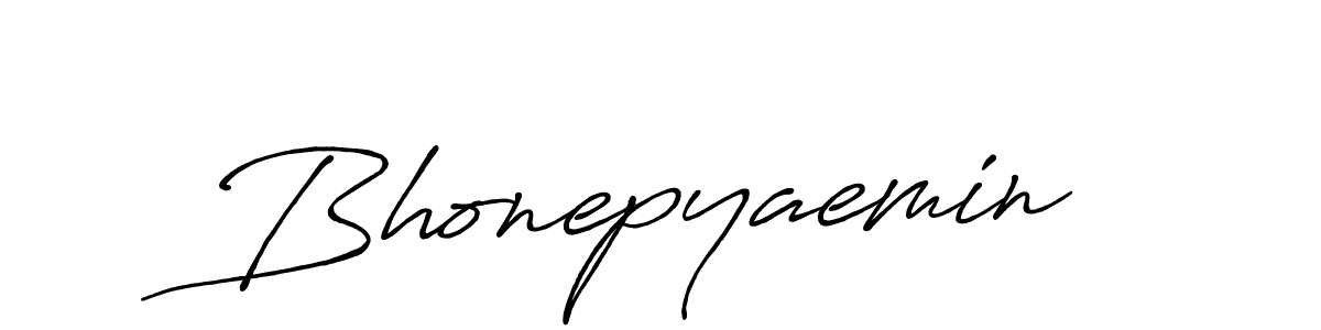 Use a signature maker to create a handwritten signature online. With this signature software, you can design (Antro_Vectra_Bolder) your own signature for name Bhonepyaemin. Bhonepyaemin signature style 7 images and pictures png