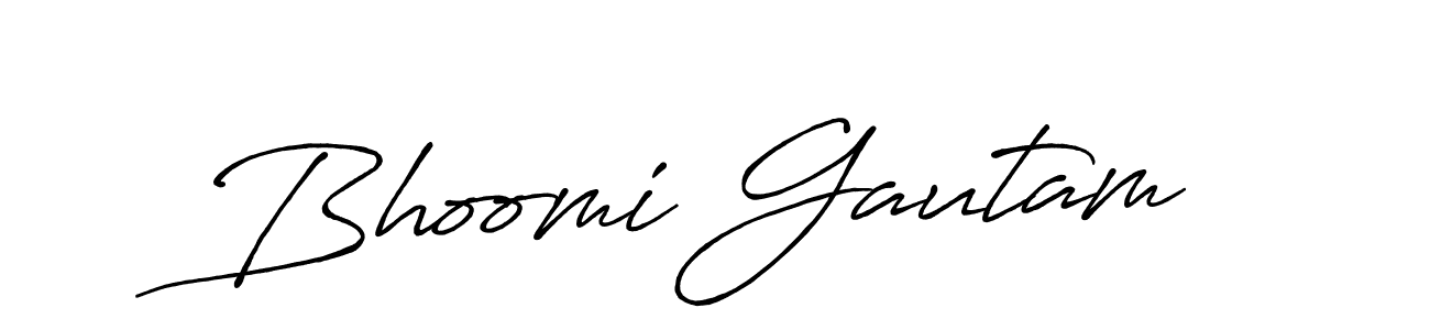 How to make Bhoomi Gautam name signature. Use Antro_Vectra_Bolder style for creating short signs online. This is the latest handwritten sign. Bhoomi Gautam signature style 7 images and pictures png