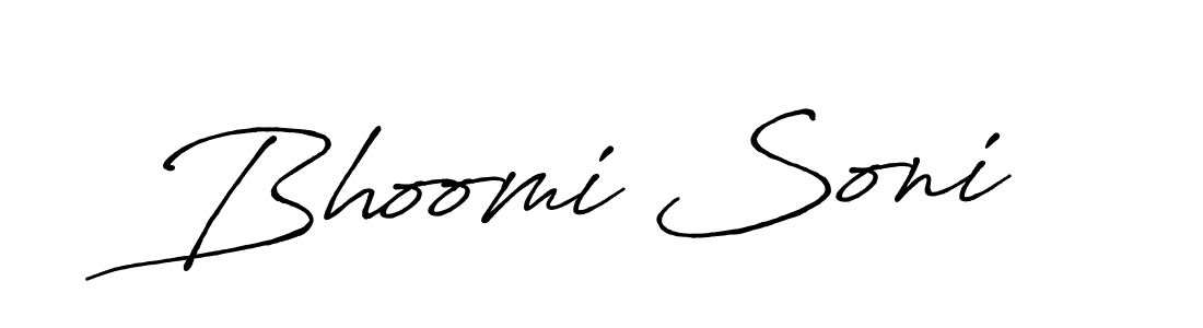 Create a beautiful signature design for name Bhoomi Soni. With this signature (Antro_Vectra_Bolder) fonts, you can make a handwritten signature for free. Bhoomi Soni signature style 7 images and pictures png