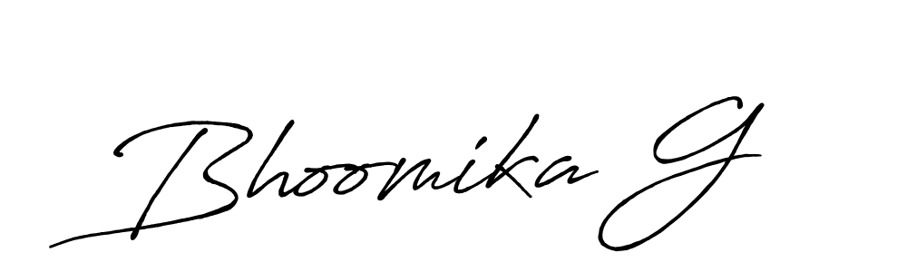 Also we have Bhoomika G name is the best signature style. Create professional handwritten signature collection using Antro_Vectra_Bolder autograph style. Bhoomika G signature style 7 images and pictures png