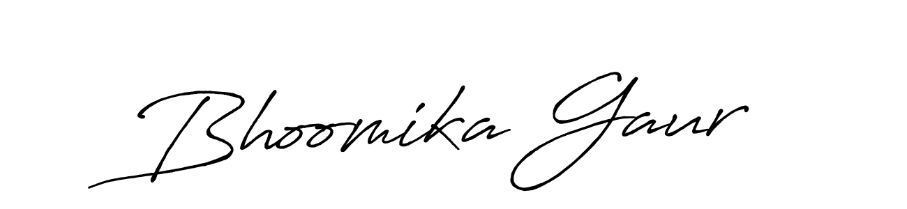 How to make Bhoomika Gaur name signature. Use Antro_Vectra_Bolder style for creating short signs online. This is the latest handwritten sign. Bhoomika Gaur signature style 7 images and pictures png