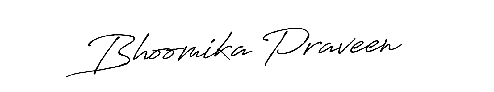How to make Bhoomika Praveen name signature. Use Antro_Vectra_Bolder style for creating short signs online. This is the latest handwritten sign. Bhoomika Praveen signature style 7 images and pictures png