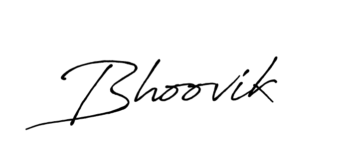 Use a signature maker to create a handwritten signature online. With this signature software, you can design (Antro_Vectra_Bolder) your own signature for name Bhoovik. Bhoovik signature style 7 images and pictures png