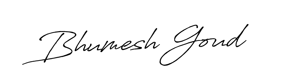 How to make Bhumesh Goud name signature. Use Antro_Vectra_Bolder style for creating short signs online. This is the latest handwritten sign. Bhumesh Goud signature style 7 images and pictures png