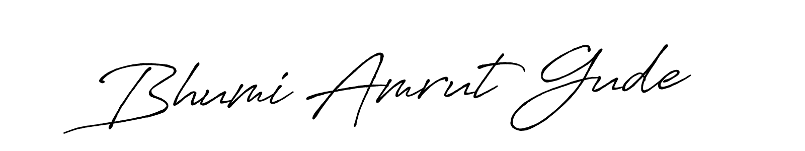 You should practise on your own different ways (Antro_Vectra_Bolder) to write your name (Bhumi Amrut Gude) in signature. don't let someone else do it for you. Bhumi Amrut Gude signature style 7 images and pictures png