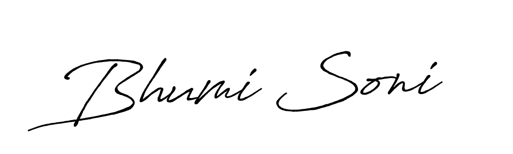 Make a beautiful signature design for name Bhumi Soni. With this signature (Antro_Vectra_Bolder) style, you can create a handwritten signature for free. Bhumi Soni signature style 7 images and pictures png