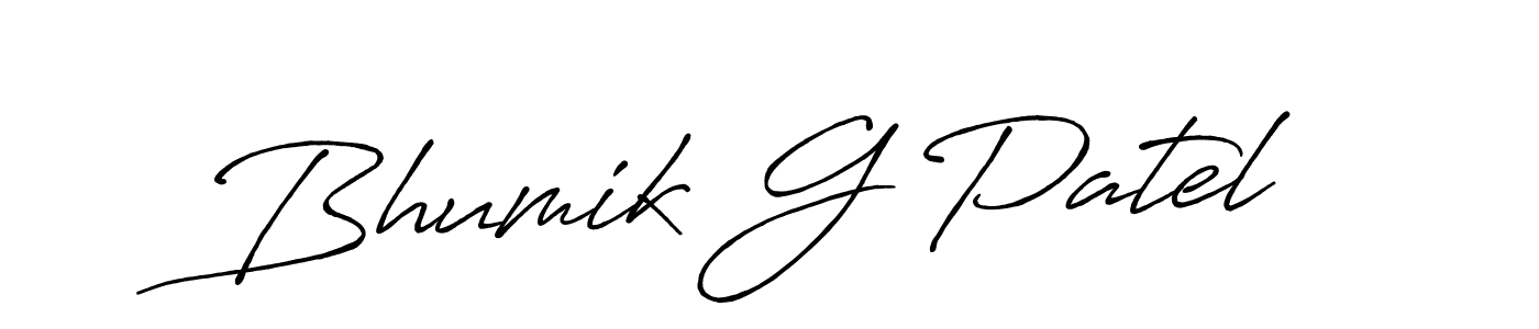 The best way (Antro_Vectra_Bolder) to make a short signature is to pick only two or three words in your name. The name Bhumik G Patel include a total of six letters. For converting this name. Bhumik G Patel signature style 7 images and pictures png