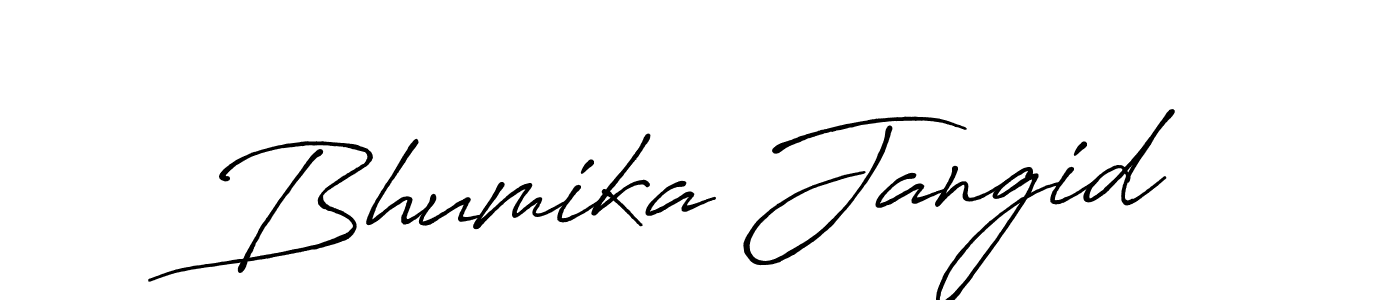 Create a beautiful signature design for name Bhumika Jangid. With this signature (Antro_Vectra_Bolder) fonts, you can make a handwritten signature for free. Bhumika Jangid signature style 7 images and pictures png