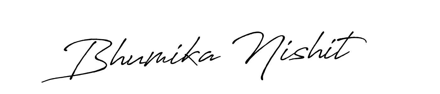 Use a signature maker to create a handwritten signature online. With this signature software, you can design (Antro_Vectra_Bolder) your own signature for name Bhumika Nishit. Bhumika Nishit signature style 7 images and pictures png