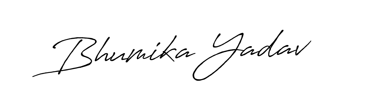 Make a beautiful signature design for name Bhumika Yadav. With this signature (Antro_Vectra_Bolder) style, you can create a handwritten signature for free. Bhumika Yadav signature style 7 images and pictures png
