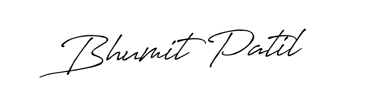 Make a beautiful signature design for name Bhumit Patil. With this signature (Antro_Vectra_Bolder) style, you can create a handwritten signature for free. Bhumit Patil signature style 7 images and pictures png