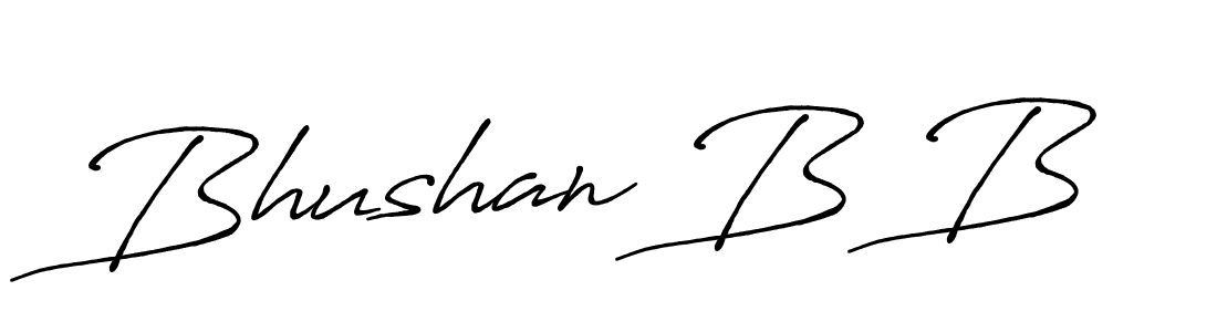 Make a beautiful signature design for name Bhushan B B. With this signature (Antro_Vectra_Bolder) style, you can create a handwritten signature for free. Bhushan B B signature style 7 images and pictures png