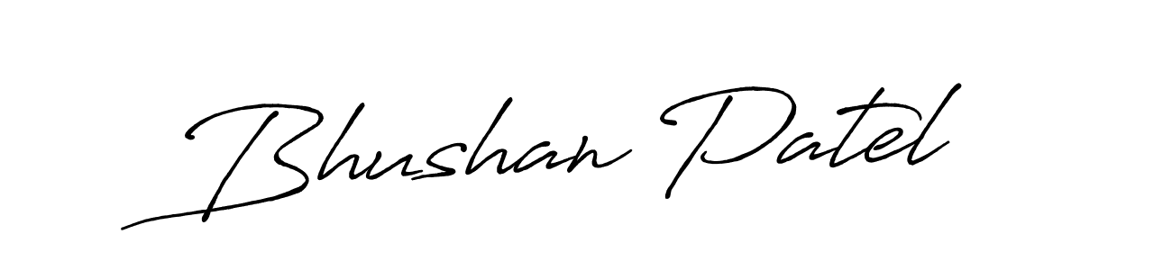 How to make Bhushan Patel name signature. Use Antro_Vectra_Bolder style for creating short signs online. This is the latest handwritten sign. Bhushan Patel signature style 7 images and pictures png