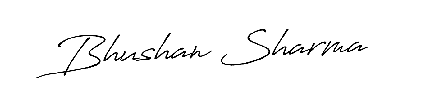 Bhushan Sharma stylish signature style. Best Handwritten Sign (Antro_Vectra_Bolder) for my name. Handwritten Signature Collection Ideas for my name Bhushan Sharma. Bhushan Sharma signature style 7 images and pictures png