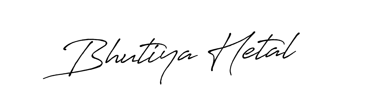 Make a beautiful signature design for name Bhutiya Hetal. With this signature (Antro_Vectra_Bolder) style, you can create a handwritten signature for free. Bhutiya Hetal signature style 7 images and pictures png