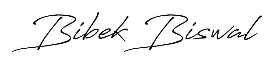 Discover how Bibek Biswal looks in an executive cursive font (Antro_Vectra_Bolder). Perfect for legal documents, invoices, and certificates. Bibek Biswal signature style 7 images and pictures png