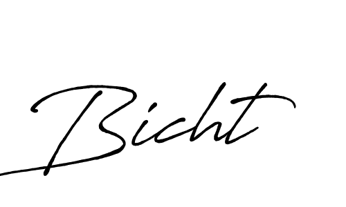 Use a signature maker to create a handwritten signature online. With this signature software, you can design (Antro_Vectra_Bolder) your own signature for name Bicht. Bicht signature style 7 images and pictures png