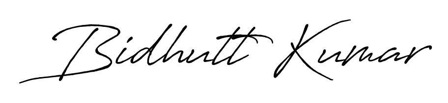 Create an unforgettable impression when signing with Bidhutt Kumar name styled in Antro_Vectra_Bolder typography. 100% free online generator. Bidhutt Kumar signature style 7 images and pictures png