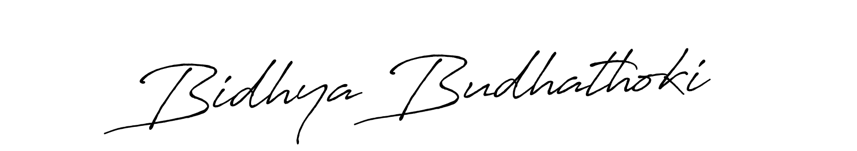 How to make Bidhya Budhathoki name signature. Use Antro_Vectra_Bolder style for creating short signs online. This is the latest handwritten sign. Bidhya Budhathoki signature style 7 images and pictures png