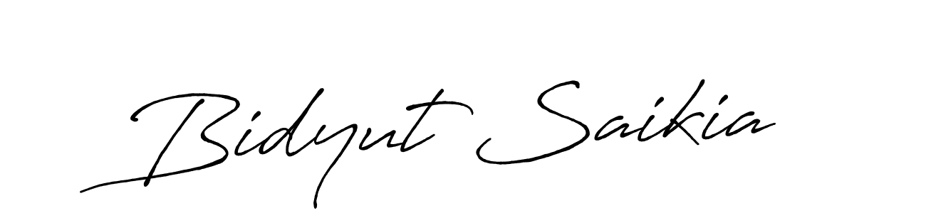 How to make Bidyut Saikia name signature. Use Antro_Vectra_Bolder style for creating short signs online. This is the latest handwritten sign. Bidyut Saikia signature style 7 images and pictures png