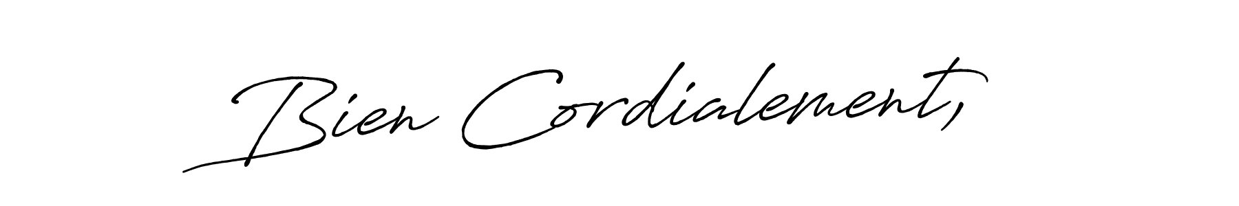 Make a beautiful signature design for name Bien Cordialement,. Use this online signature maker to create a handwritten signature for free. Bien Cordialement, signature style 7 images and pictures png