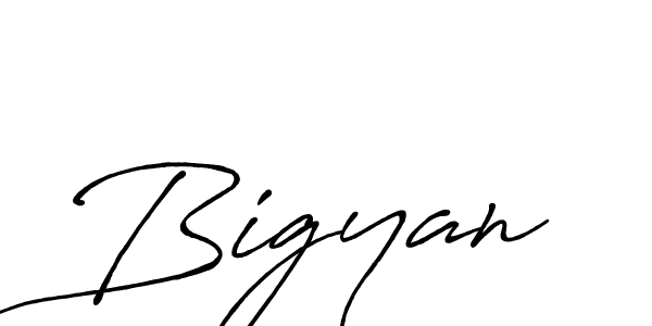 Use a signature maker to create a handwritten signature online. With this signature software, you can design (Antro_Vectra_Bolder) your own signature for name Bigyan. Bigyan signature style 7 images and pictures png