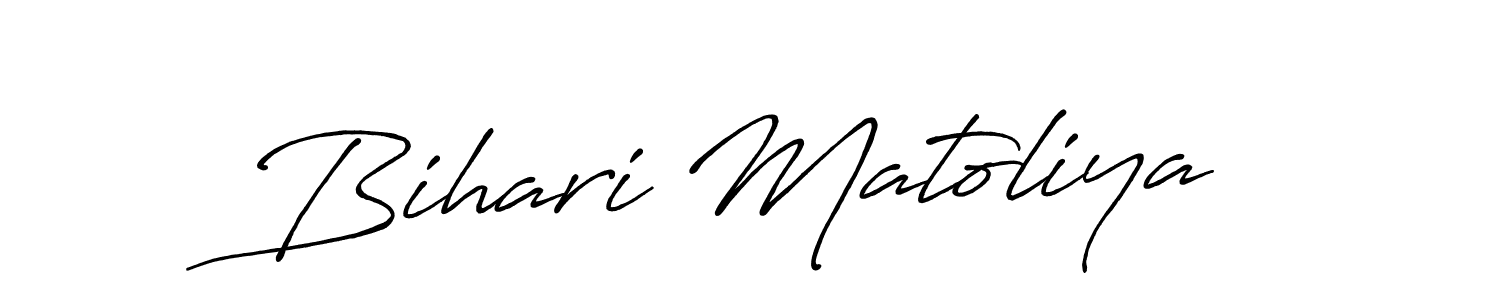 Create a beautiful signature design for name Bihari Matoliya. With this signature (Antro_Vectra_Bolder) fonts, you can make a handwritten signature for free. Bihari Matoliya signature style 7 images and pictures png