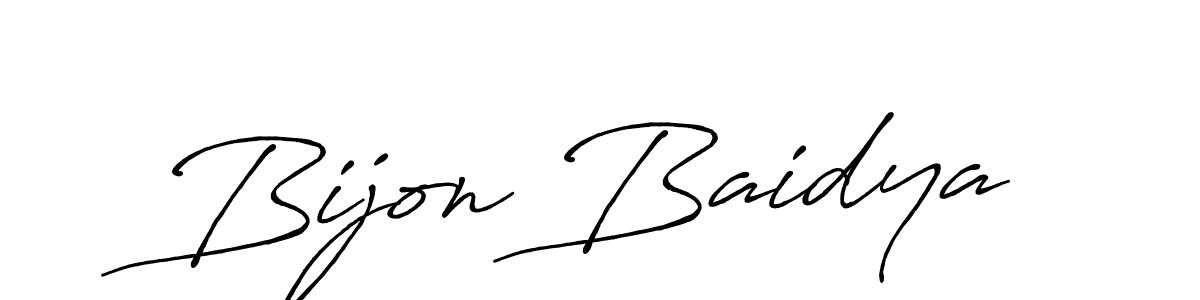 How to make Bijon Baidya name signature. Use Antro_Vectra_Bolder style for creating short signs online. This is the latest handwritten sign. Bijon Baidya signature style 7 images and pictures png