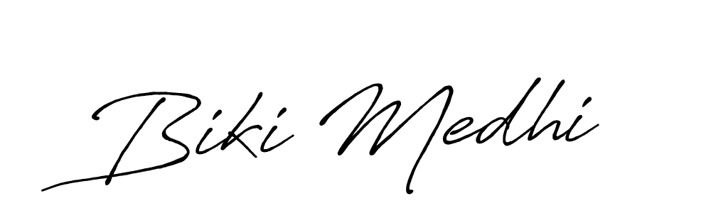 How to make Biki Medhi name signature. Use Antro_Vectra_Bolder style for creating short signs online. This is the latest handwritten sign. Biki Medhi signature style 7 images and pictures png