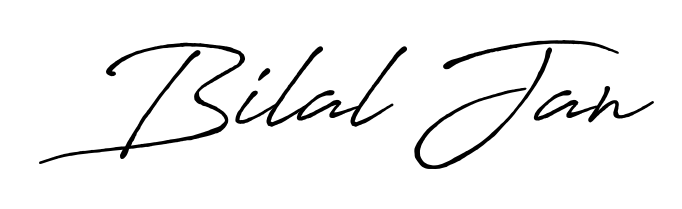 Get an exclusive digital autograph for Bilal Jan. The Antro_Vectra_Bolder typeface captures the charm of real penmanship on paper. Bilal Jan signature style 7 images and pictures png