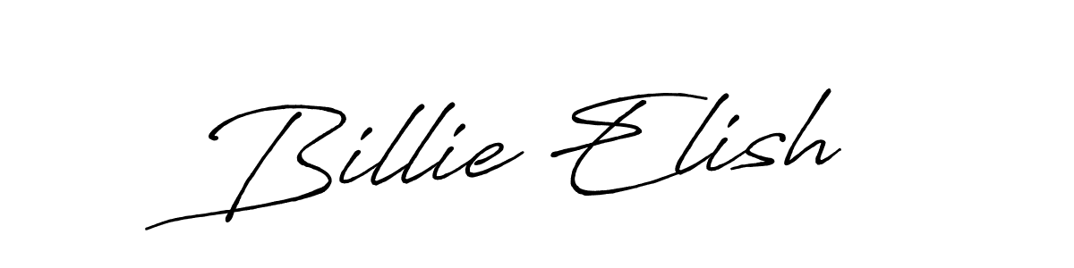 The best way (Antro_Vectra_Bolder) to make a short signature is to pick only two or three words in your name. The name Billie Elish include a total of six letters. For converting this name. Billie Elish signature style 7 images and pictures png
