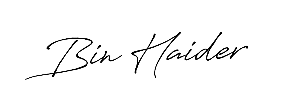 Create a beautiful signature design for name Bin Haider. With this signature (Antro_Vectra_Bolder) fonts, you can make a handwritten signature for free. Bin Haider signature style 7 images and pictures png