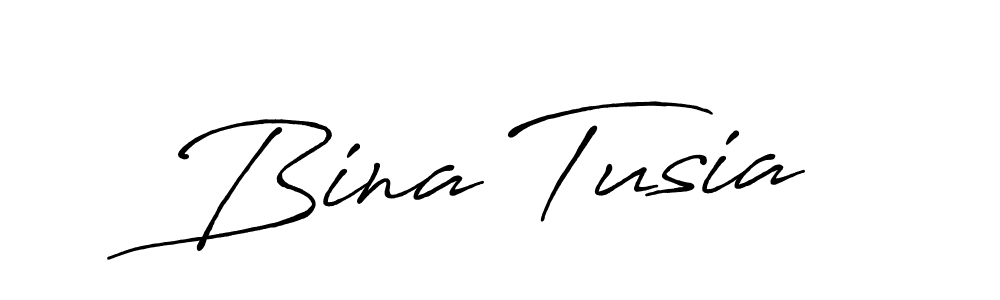 How to make Bina Tusia name signature. Use Antro_Vectra_Bolder style for creating short signs online. This is the latest handwritten sign. Bina Tusia signature style 7 images and pictures png