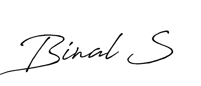 Make a beautiful signature design for name Binal S. With this signature (Antro_Vectra_Bolder) style, you can create a handwritten signature for free. Binal S signature style 7 images and pictures png