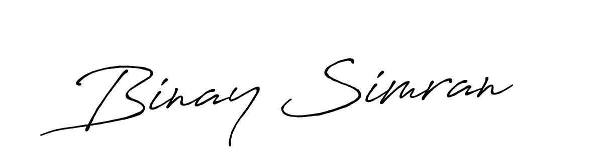 Create a beautiful signature design for name Binay Simran. With this signature (Antro_Vectra_Bolder) fonts, you can make a handwritten signature for free. Binay Simran signature style 7 images and pictures png