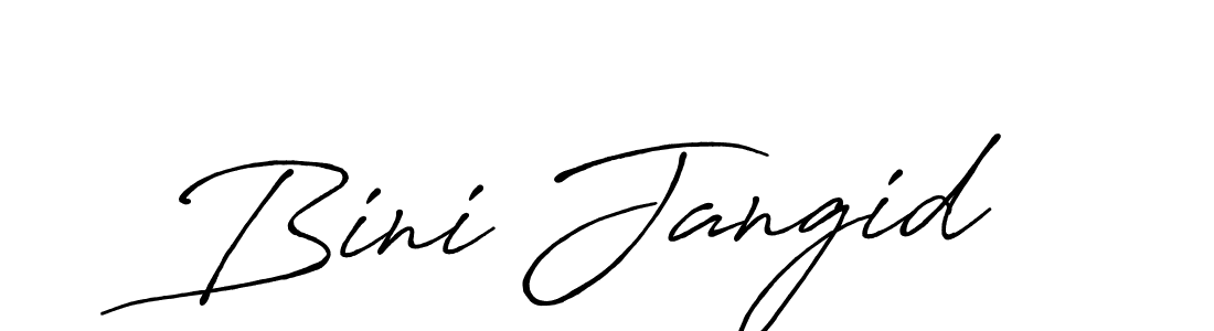 The best way (Antro_Vectra_Bolder) to make a short signature is to pick only two or three words in your name. The name Bini Jangid include a total of six letters. For converting this name. Bini Jangid signature style 7 images and pictures png