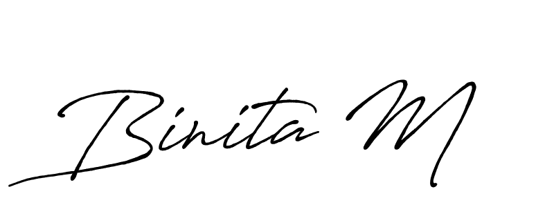 The best way (Antro_Vectra_Bolder) to make a short signature is to pick only two or three words in your name. The name Binita M include a total of six letters. For converting this name. Binita M signature style 7 images and pictures png